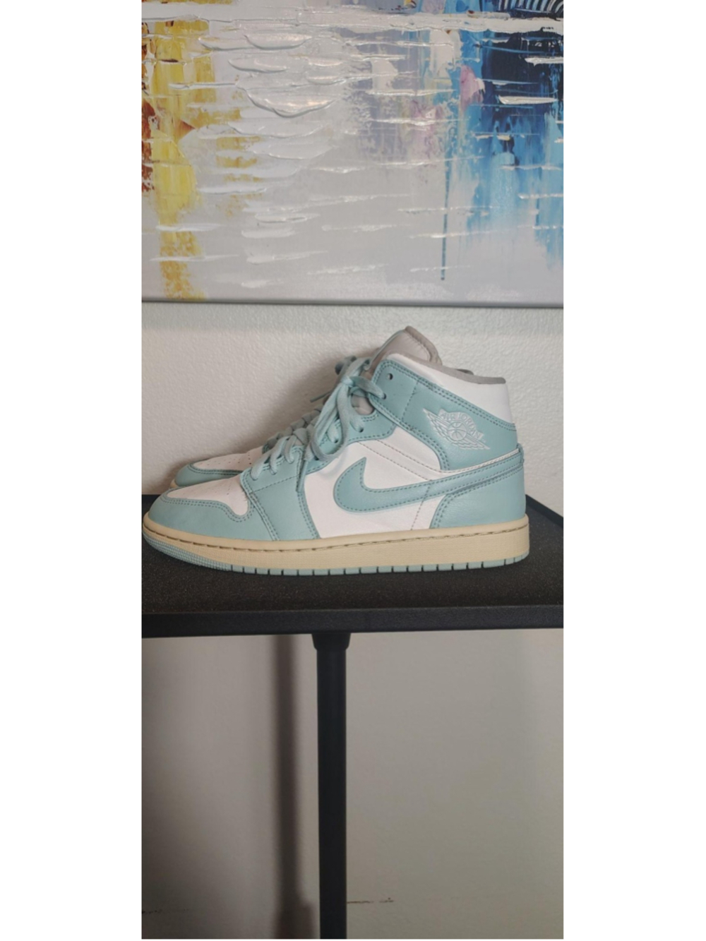 Nike Air Jordan 1 Mid Shoes Womens Size 8.5 Green White Sneakers BQ6472-132